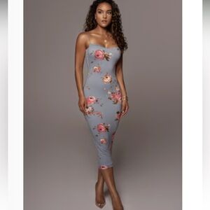 JLUXLABLE Blue/Pink Cassia Floral Strap Dress JLUXLABEL Size S